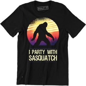 I Party With Sasquatch Bigfoot Camping T-shirt Tee